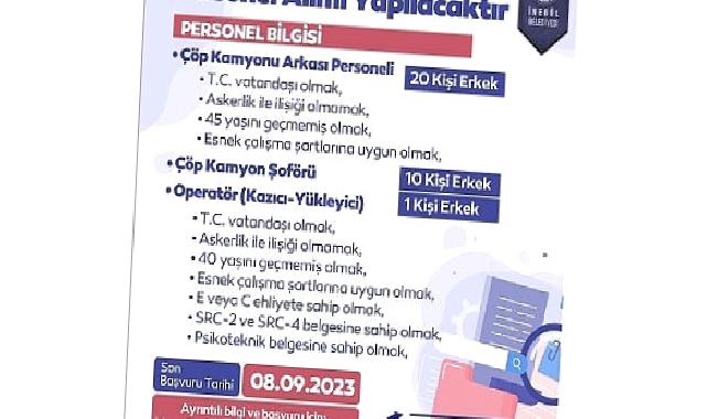 İnegöl Belediyesi 31 Personel Alacak